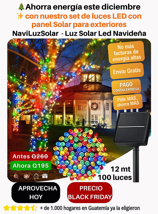 NaviLuz Solar - Luz Solar Led Navideña x 100 luces